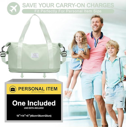 Travel Duffel Bag, Sports Tote Gym Bag, Shoulder Weekender Overnight Bag for Women