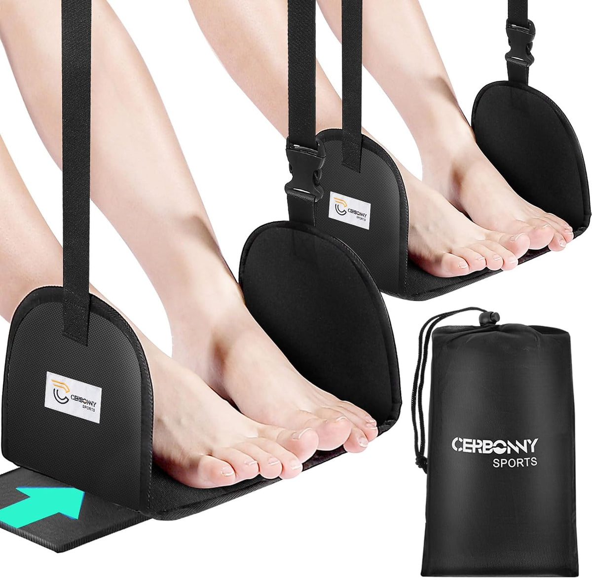 2-Pack Airplane Foot Rest - Portable and Adjustable Airplane Foot Hammock for Plane Travel to Relaxing Your Feet - Office Footrests