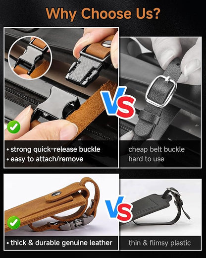 Premium Genuine Leather Luggage Tags for Suitcases - Quick Release, Privacy Protection, Elegant and Durable, Travel Essential Luggage Tag - 2 Pack Brown
