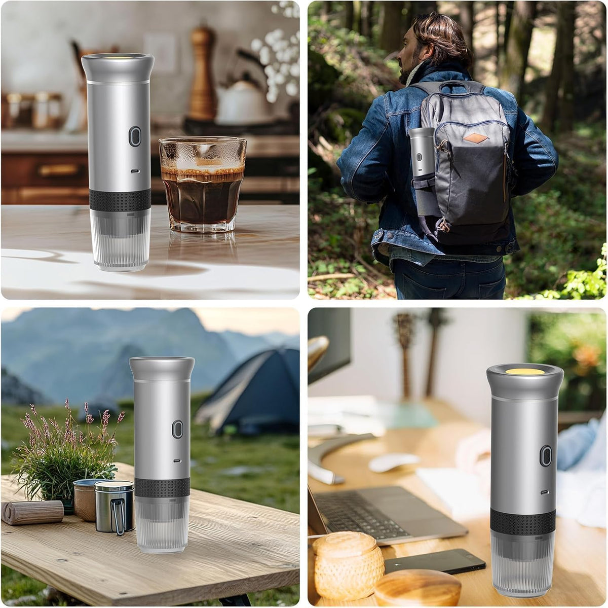 Zcyge Portable Coffee Maker Espresso Machine, Travel Camping Coffee Makers, Mini Battery Portable Espresso Self-Heating Car Coffee Maker With Ground Coffee & NS Capsule