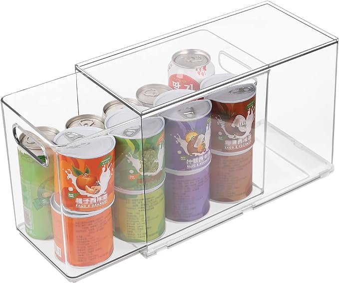 Taiuloo Clear Stackable Storage Drawers - 9.51 Quart Large Plastic Organizer Bins with Pull-Out Drawer, Kitchen Fridge, Bathroom Vanity & Pantry Cabinet Organization