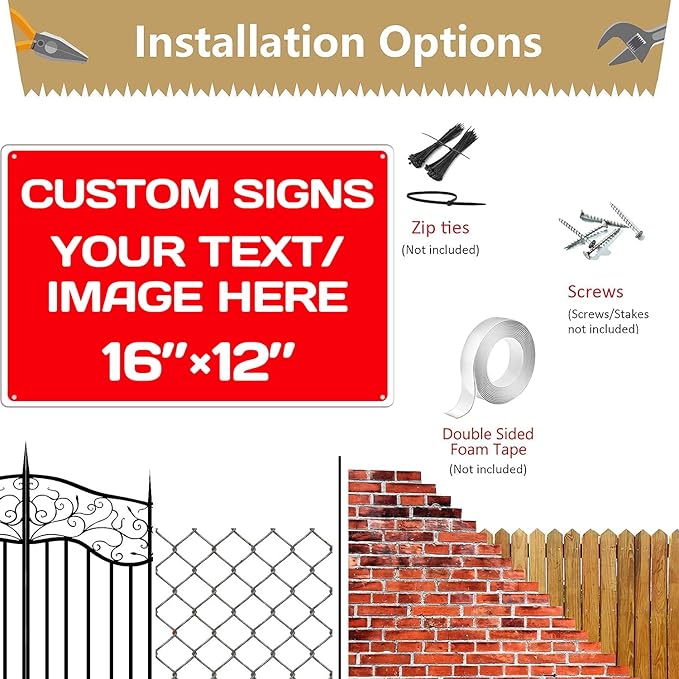 Custom Signs,Aluminum Weatherproof Metal Sign Multiple Sizes Custom Personalized Text And picture Here,hazard sign,garden sign,custom door sign,Customised business signs(16 * 12Inch)