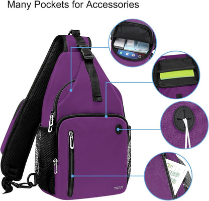 MOSISO Sling Backpack Bag, Crossbody Shoulder Bag Travel Hiking Daypack Chest Bag with Front Square Pocket&USB Charging Port