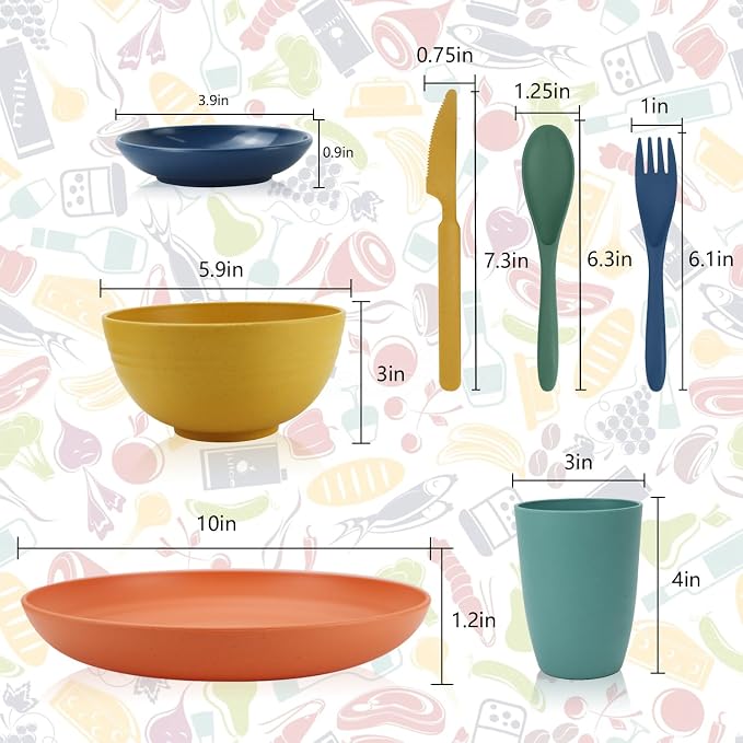 Wheat straw plates and bowls sets