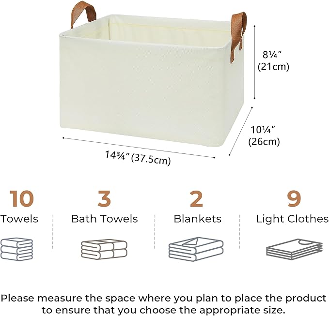 GRANNY SAYS Storage Baskets for Shelves, Closet Organizer Bins, Clothes Storage Bins with Metal Frame, Large Baskets for Organizing and Storage, Collapsible, Ivory, 2-Pack