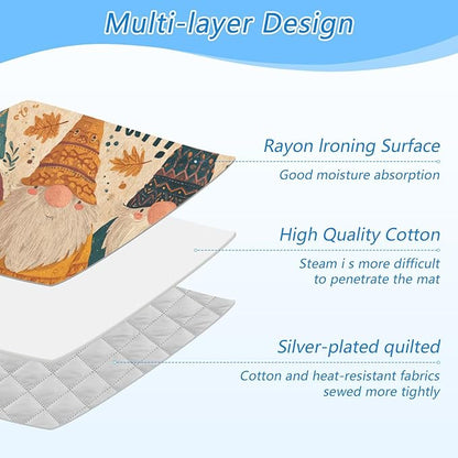 Cartoon Pumpkin Gnomes Fall Ironing Mat for Table top Portable Ironing Pad Blanket for Washer Dryer Countertop Travel