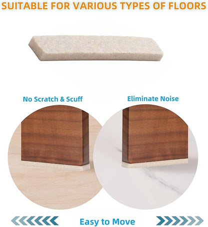 Furnigear Felt Strips with Adhesive Backing for Furniture - Felt Furniture Pads for Hardwood Floors, Furniture Chair Feet Felt Pads, Furniture Floor Protector Sliders 30 Pcs 3 x 1/2" Rectangular Beige