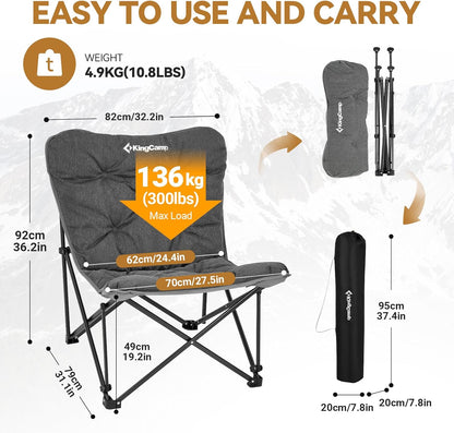 KingCamp Butterfly Chair Oversized XL Saucer Chair for Adults Padded Folding Comfy Camping Chairs for Teens Kids 300lbs Heavy Duty with High Back for Bedroom Living Room Dorm Rooms Outdoor Patio Lawn