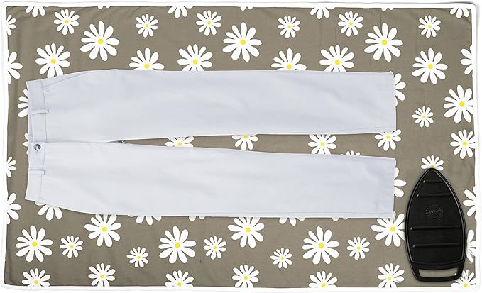 Encasa XO Ironing Mat/Pad (Large 48"x28") with 3mm Padding & Silicone Iron Rest for Steam Pressing on Tabletop or Bed - Heat Resistant, Portable, Quilting & Travel Blanket - Daisy Grey