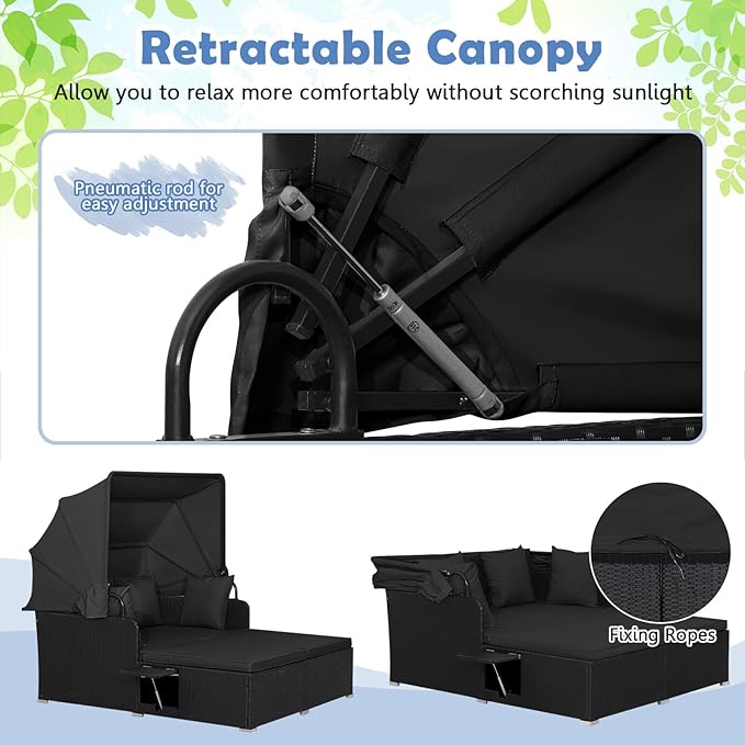 Tangkula Patio Rattan Daybed