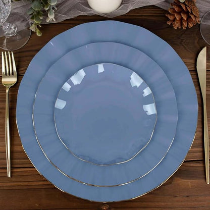 Efavormart 10 Pack | Dusty Blue 6" Round Plastic Dessert Salad Plates,