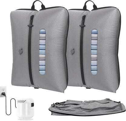 2025 Vacuum Bags for Travel with See-Through Window & 5KPa Pump Space Saver Vacuum Seal Bags for Clothing Travel IP67 Reusable Packing Organizers for Luggage, Backpack, Suitcase Grey 2PC+Pump