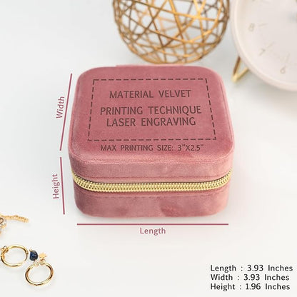 Custom Birth Month Flower Jewelry Box with Name, Plush Velvet Travel Jewelry Case Organizer, Personalized Birth Month Flower, Women's Favorite Things, Gifts For Daughter, Girlfriend, Mom and For Her
