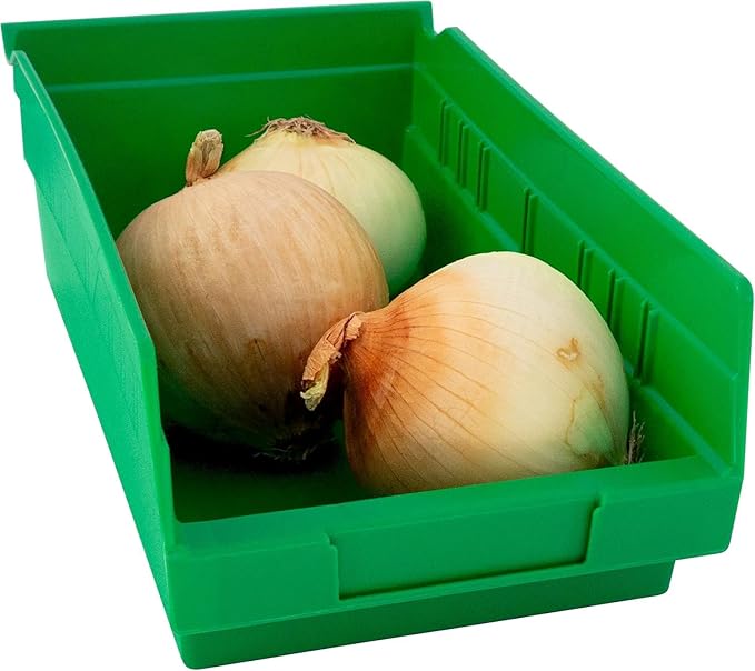 Akro-Mils 30130 Plastic Shelf Bins, Heavy Duty Storage Bins for Garage, Closet, and Drawer Organization, 12-Inch x 6-1/2-Inch x 4-Inch, Green, 12-Pack