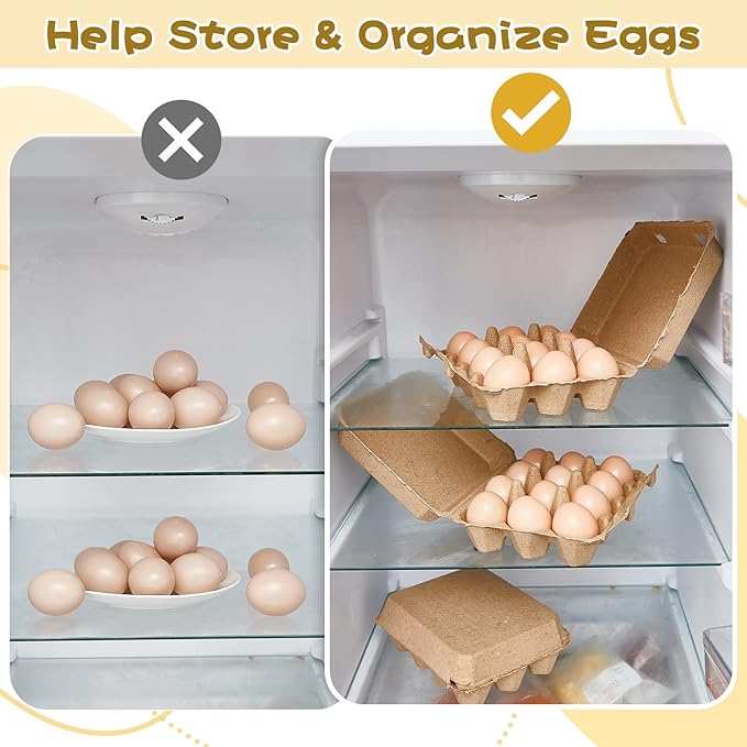 Rtteri 100 Pieces Paper Pulp Egg Cartons 3x4 Style Vintage Blank Egg Cartons for Fresh Duck Quail Storage Kitchen Family Farmhouse