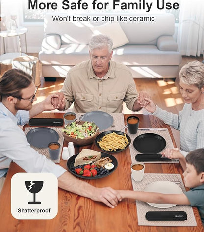 Quatish 8 Pcs Unbreakable Plates and Bowls, Plastic Dinnerware Sets