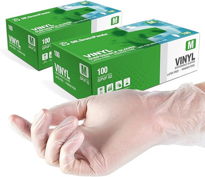 Clear Vinyl Food Safe Disposable Gloves Latex Free Powder Free for Food Prep Handling Cooking Cleaning
