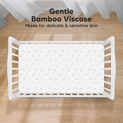 KeaBabies 2-Pack Baby Crib Sheets for Boys, Girls - 52x28 Viscose Derived from Bamboo Toddler Bed Sheets Neutral, Fitted Crib Mattress Cover for Standard Baby Bedding, Soft & Cozy (Wildflowers)
