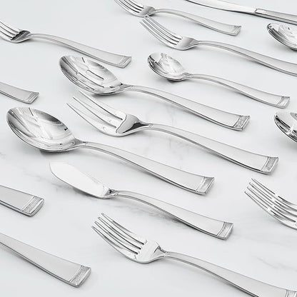 KINGSTONE Silverware Set, 40-Piece Flatware Set for 8, 18/10 Stainless Steel Cutlery Set with Bead Edge, Utensil for Kitchen, Home, Party, Wedding, Mirror Polished, Dishwasher Safe, Featured Gifts