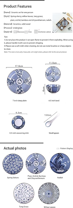 Gegong Blue and White Porcelain Dinnerware Set, Chopsticks, Service