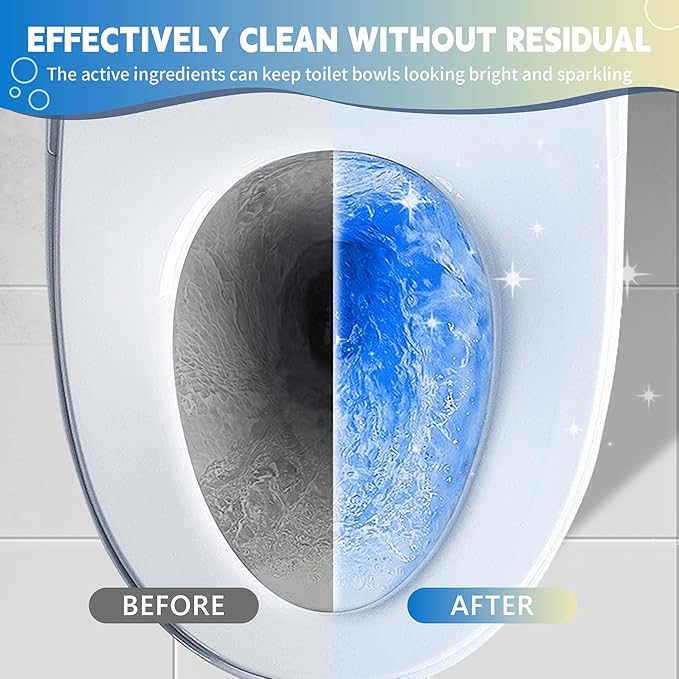 Toilet Bowl Cleaner Tablets, Automatic Toilet Bowl Cleaners, Long-Lasting Toilet Tabs Drop in Tank for Deodorizing & Descaling, Blue & Yellow, 12 Packs