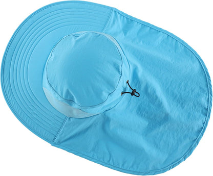 Home Prefer Outdoor UPF50+ Sun Hat Wide Brim Mesh Fishing Hat with Neck Flap