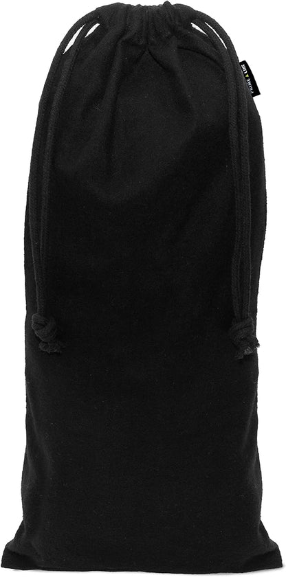 ZENPAC Shoe Dust Bags, Black Duster Flannel Pouch with Drawstring Closure, Washable Breathable Cotton Fabric for Boots, Travel, Luggage, 8x17, 4 Pack