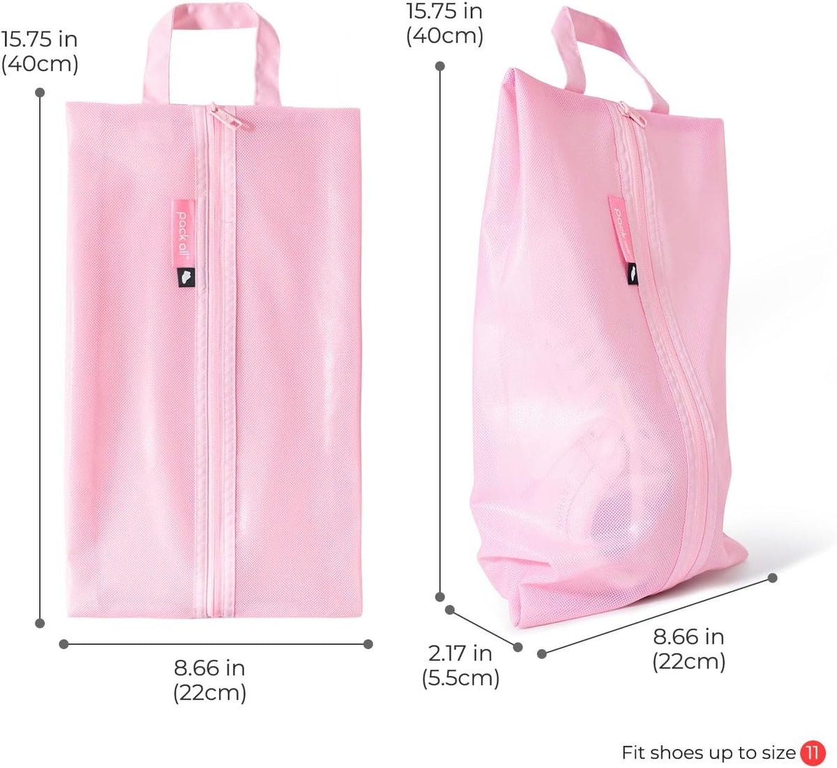 pack all Shoe Bag for Travel, Water-Resistant Shoe Pouch for Gym, Odor-Resistant Soccer Cleats Bag for Sport (Pink, 1-Pack)