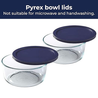 Wood Grip - Lids for Pyrex and Anchor Round Glass Containers - Lids for Pyrex Glass Containers - Replacement Lids (Blue, 4 Cups, 4 Pack)