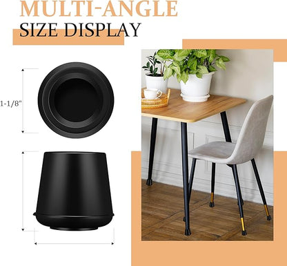 1-1/8” Round Rubber Chair Leg Tips Caps, Chair Leg Floor Protectors, Non-Slip Chairs Legs Caps, Stool Feet Protectors Cap, Folding Metal Chairs Legs Tip Replacement (Black, 8 Pack)