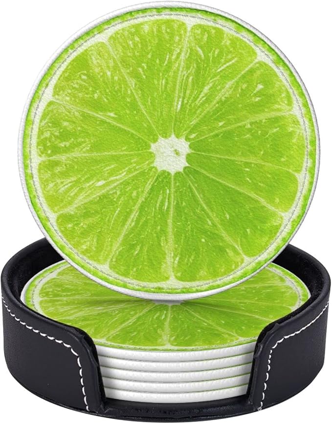 6 Pack Tropical Lime Slice Coaster
