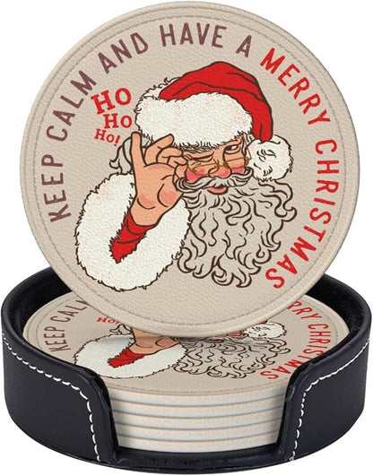 6 Pcs Christmas Santa Claus Drink Coasters