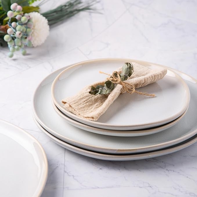 AmorArc Ceramic Plates Set of 6, 8.5 Inch Handmade Reactive Glaze Stoneware Plates set for Dessert, Salad, Appetizer, Small Dinner Plates, Microwave & Dishwasher Safe, Scratch Resistant