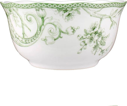 222 Fifth Adelaide Moss 16-Piece Porcelain Dinnerware Set – Service for 4, Plates, Bowls & Mugs, Hand-Applied Decal, Microwave & Dishwasher Safe, for Everyday Dining & Entertainment