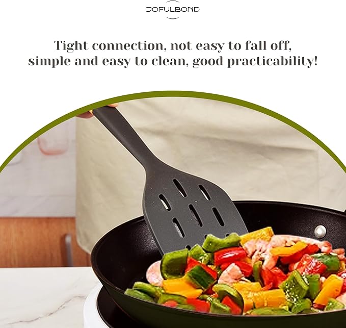 Pack of 2 Silicone Spatula, Non Stick Cooking Utensil Set Wooden Handle Kitchen Turner for Baking Mixing Grilling Serving Food Heat Resistant Non Scratch (Dark gray)