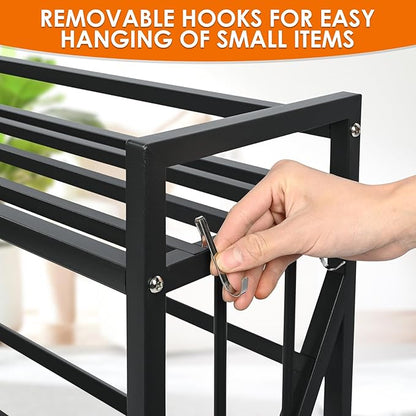 Book Carts 4 Tier 46.5x35.4x9.84 in Rolling Book Cart Large Capacity Bookshelf Storage Rack Mobile Book Storage with Wheels Cart for Home Office Living Room Classroom (Black)