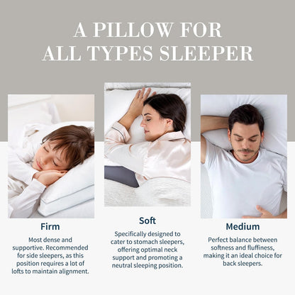 Globon Luxury Feather Down Pillow Standard Queen Size for Sleeping, Hotel Collection Fluffy Pillow, Medium Gusseted Bed Pillows, 18"X26", Pack of 1