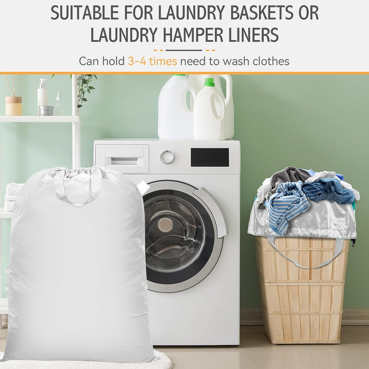 Extra Large Heavy Duty Laundry Bag - 28" x 40", Travel Laundry Bag for Dirty Clothes, Camping (White)