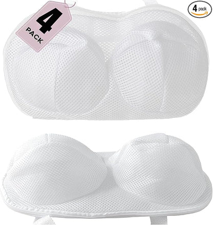 4 Pack Large Bra Laundry Bags for Washing Machine, Lingerie Bag for Washing Delicates Underwear Brassiere, Bra Washer Protector for Laundry (White 4 pack)