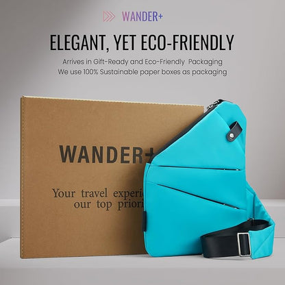 WANDER PLUS® Anti Theft Crossbody Travel Bag for Women Men, Multi-Pocket Crossbody Bag, Slim Sling Bag with Adjustable Strap