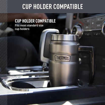THERMOS Stainless King Vacuum-Insulated Travel Mug, 16 Ounce, Matte Stainless Steel