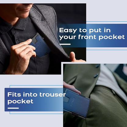 Mens Business Card Holder, Slim Card Wallet for Men and Women, Minimalist RFID Blocking Wallet with Pop-Up Function, Thin Design, Metal Cases Holds 6+6 Cards, Gifts for Men, Men's Accessories