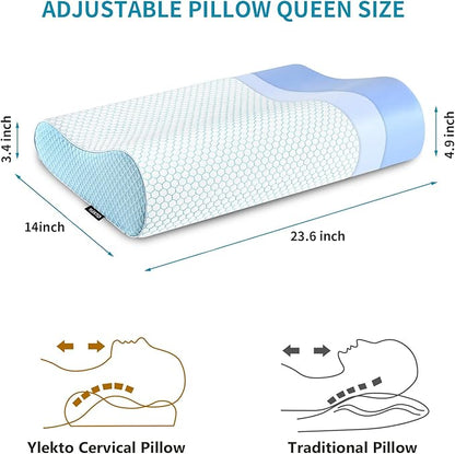 Memory Foam Pillows Neck Pillow Bed Pillow for Sleeping Ergonomic Cervical Pillow Orthopedic Contour Pillow for Side Back Stomach Sleeper