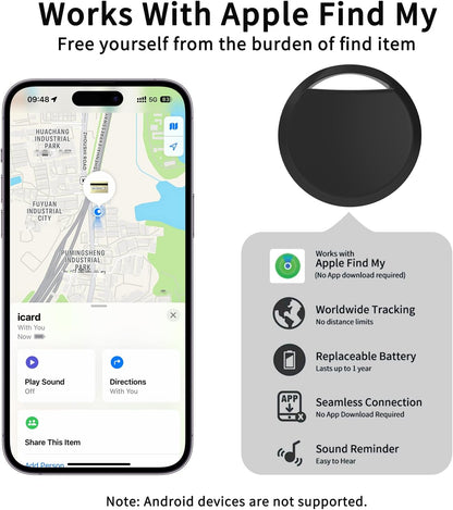 Air Tracker Tags 4 Pack Smart Tag Bluetooth Trackers Work with Apple Find My (iOS Only), Lightweight Tag Prevent Loss of Luggage Wallets Keys Bags,Replaceable Battery,IP67 Waterproof