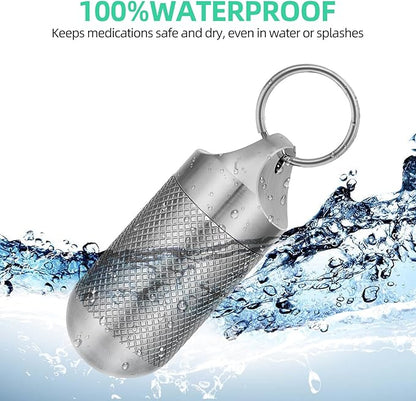 Titanium Keychain Pill Holder Waterproof Lightweight Portable Pocket Mini Pill Case for Emergency Medicine Travel Fits Daily Purse Wallet Small Pill Box Containers (Large)