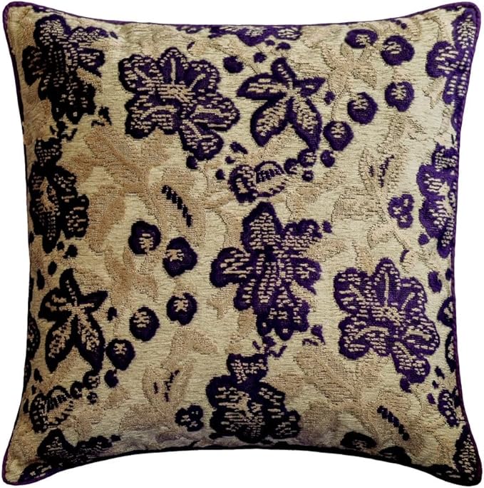 The HomeCentric King/Queen/Twin Purple Designer CA King 86"x18" Bed Runner Without Pillow Cover, Floral, Velvet Bed Scarf on Velvet Fabric - Plum Petal