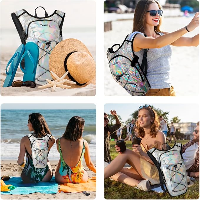 Reflective Hydration Backpack, Hydration Pack - Water Backpack with 2L/3L Hydration Bladder, Essential for Festivals - Rave Hydration Pack for Hiking, Running, Cycling, and Festivals
