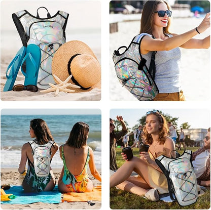 Reflective Hydration Backpack, Hydration Pack - Water Backpack with 2L/3L Hydration Bladder, Essential for Festivals - Rave Hydration Pack for Hiking, Running, Cycling, and Festivals