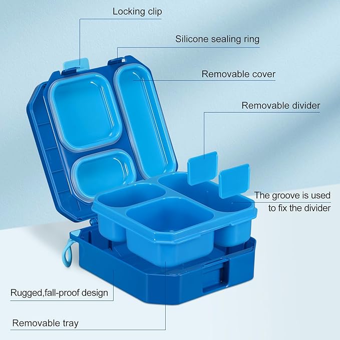 Bento Lunch Box for Kids with 12oz Soup Thermo Leak-Proof Lunch Food Container with 5 Compartment Thermo Hot Food Jar and Insulated Lunch Bag for Kid Toddler Girls Boys to School