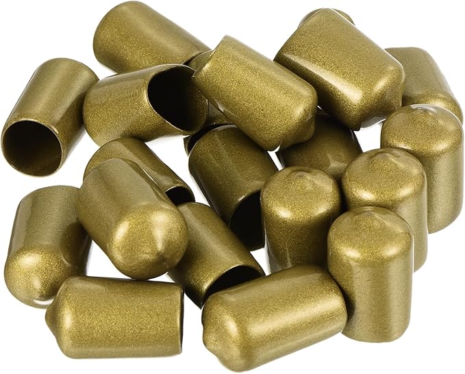 uxcell 20pcs Rubber End Caps 13.5mm ID Vinyl Round Tube Bolt Cap Cover Thread Protectors Gold